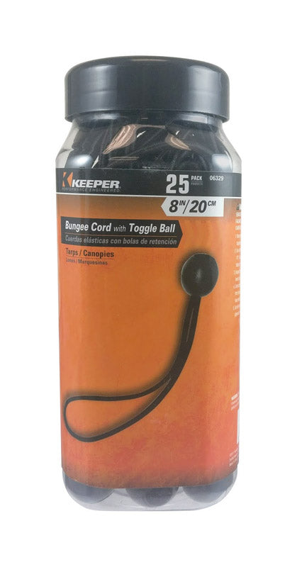 KEEPER - Keeper Black Bungee Ball Cord 8 in. L X 0.315 in. 25 pk [6329]