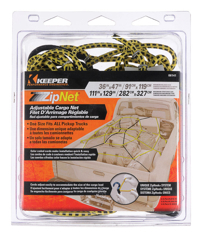 KEEPER - Keeper Black/Yellow Adjustable Cargo Net 47 in. L X 0.14 in. 1 pk