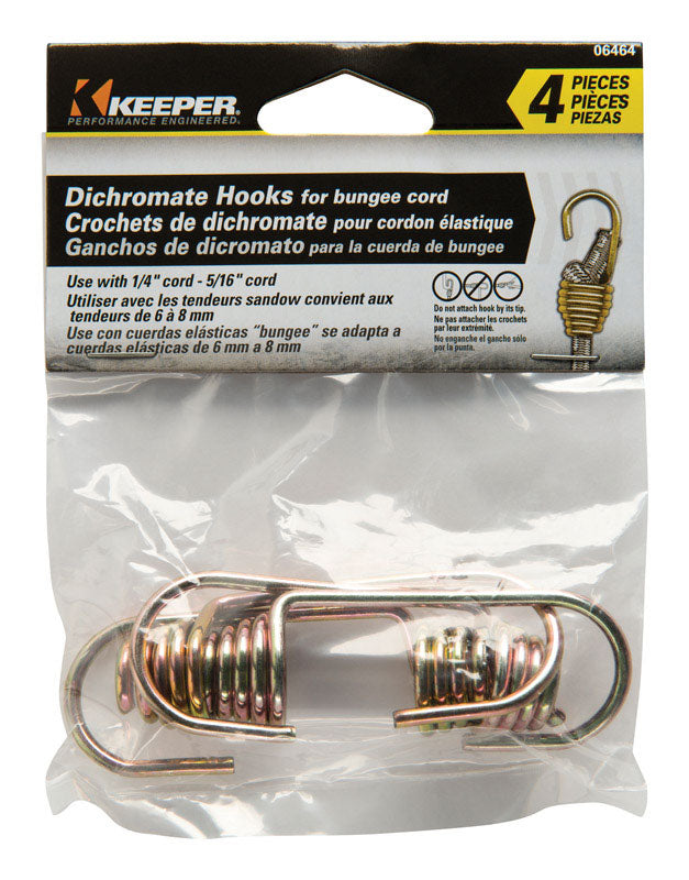 KEEPER - Keeper Gold Bungee Cord Hooks 1/4 in. L X 5/16 in. 4 pk - Case of 10