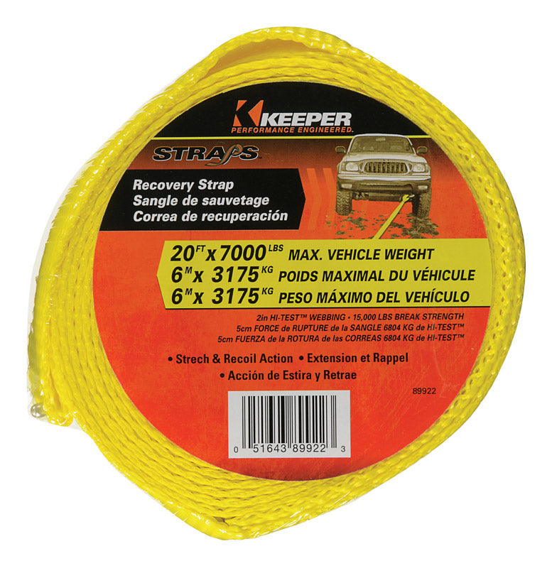 KEEPER - Keeper 2 in. W X 20 ft. L Yellow Vehicle Recovery Strap 7000 lb 1 pk