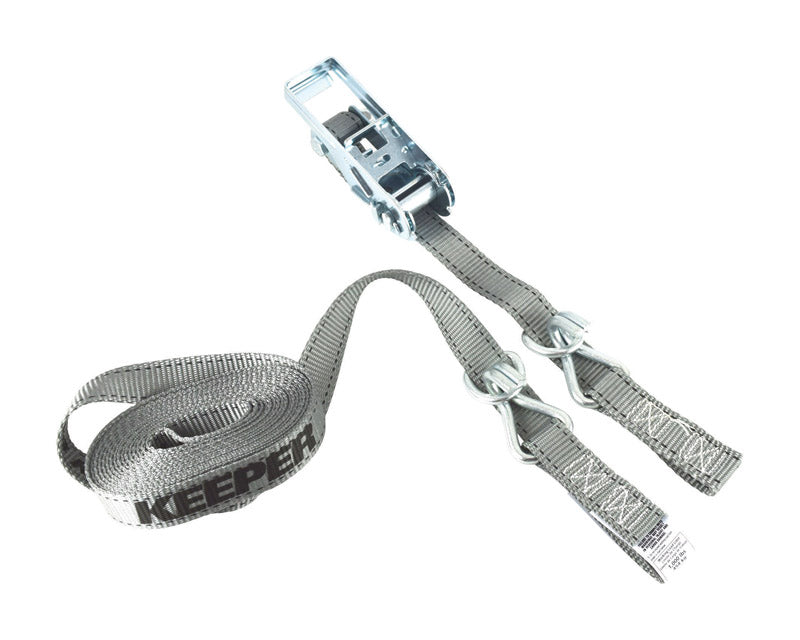 KEEPER - Keeper 1 in. W X 15 ft. L Gray Tie Down w/Ratchet 666 lb 1 pk - Case of 8