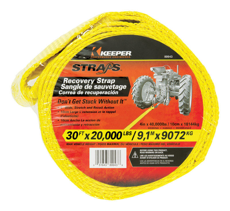 KEEPER - Keeper 4 in. W X 30 ft. L Yellow Vehicle Recovery Strap 20000 lb 1 pk