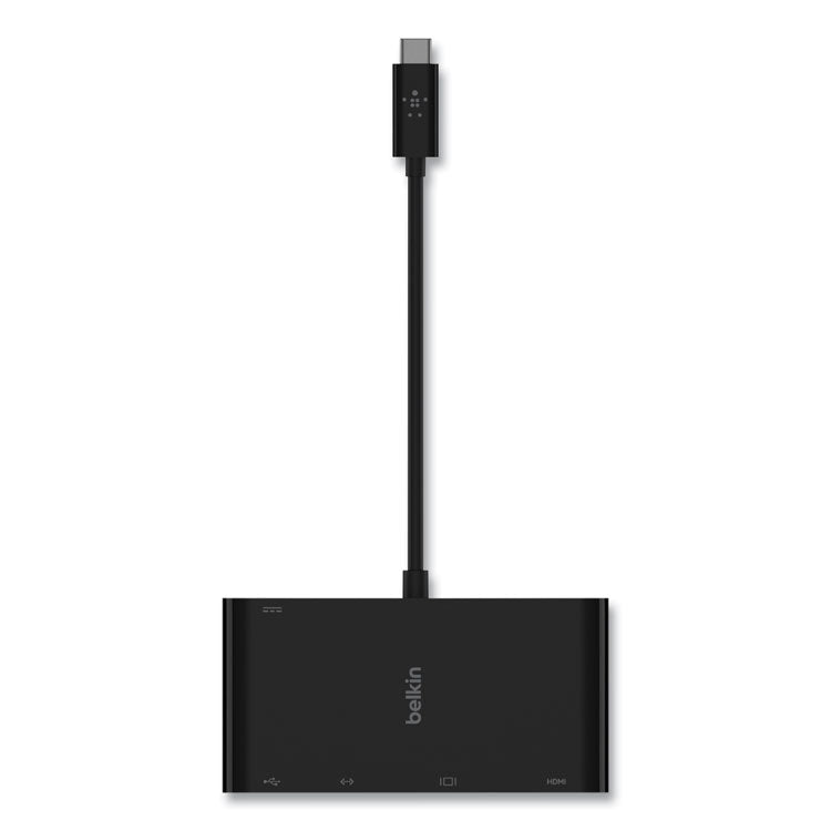 Belkin - USB-C Multimedia + Charge Adapter, 4K HDMI/USB-A/USB-C/VGA, 4.9 ft, Black
