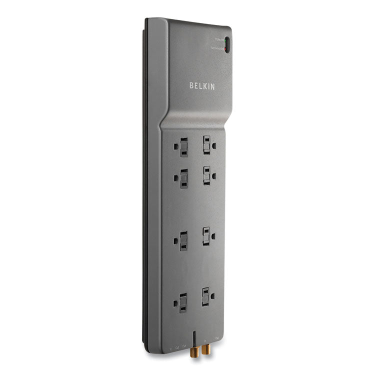 Belkin - Home/Office Surge Protector, 8 AC Outlets, 12 ft Cord, 3,390 J, Dark Gray