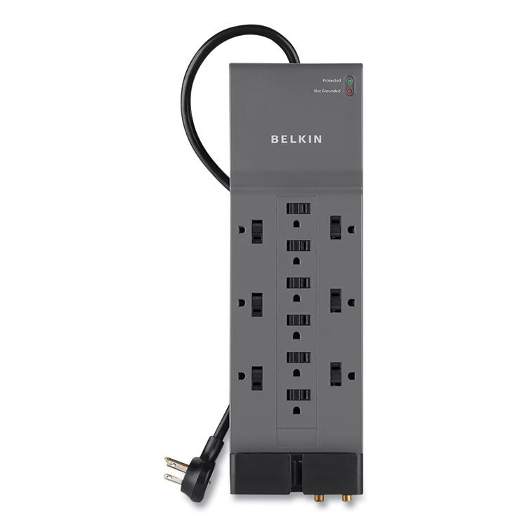 Belkin - Professional Series SurgeMaster Surge Protector, 12 AC Outlets, 8 ft Cord, 3,780 J, Dark Gray