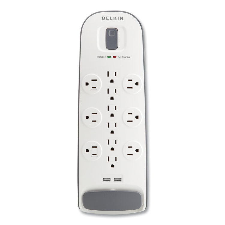 Belkin - Home/Office Surge Protector, 12 AC Outlets, 6 ft Cord, 3,996 J, White/Black