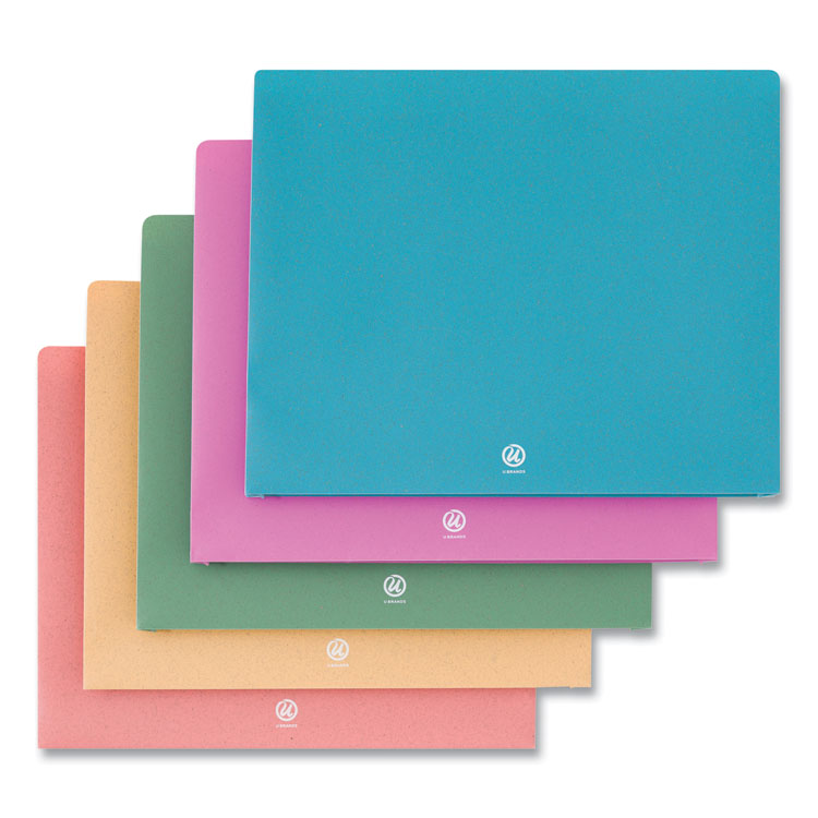 U Brands - U ECO Poly File Jackets, Straight Tab, Letter Size, Assorted, 10/Pack