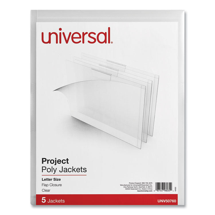 Universal - Project Poly Jackets, Letter Size, Clear, 5/Pack