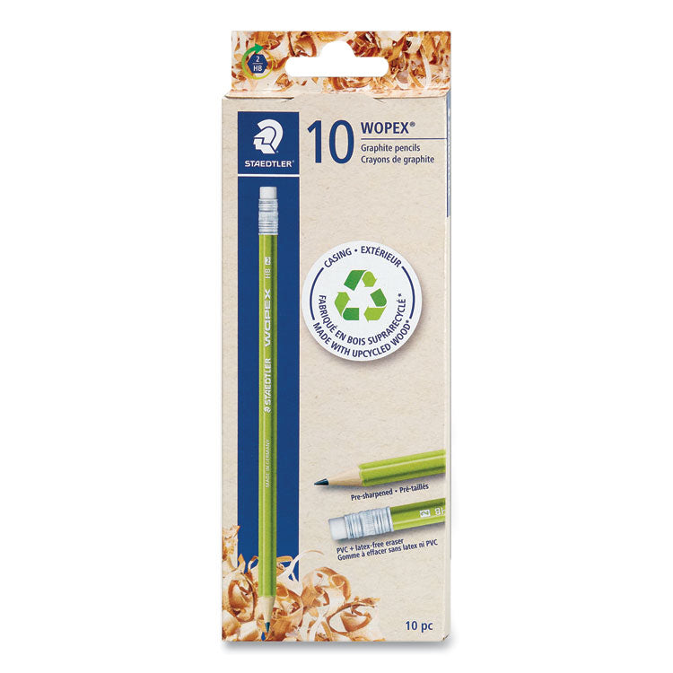 Staedtler - Wopex Extruded Pencil, HB (#2), Black Lead, Green Barrel, 10/Pack