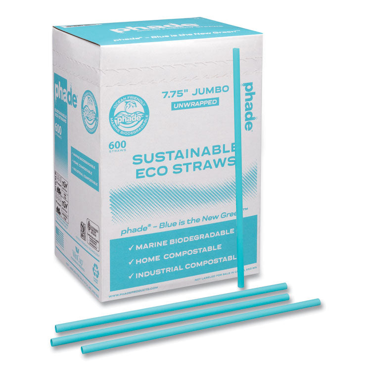 phade - Marine Biodegradable Straws, 7.75", Ocean Blue, 6,000/Carton (7074289)