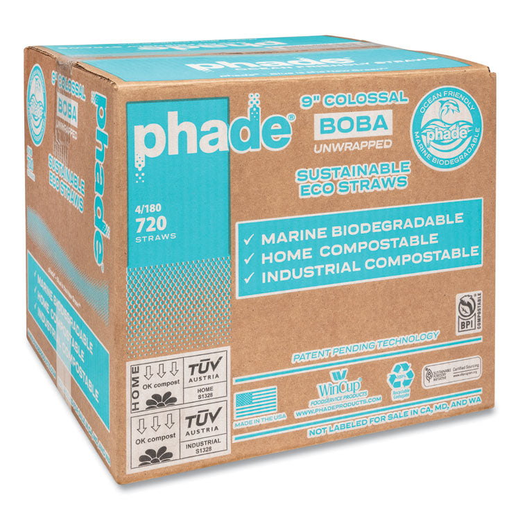 phade - Marine Biodegradable Straws, Boba Straws, 9", Ocean Blue, 720/Carton (7074255)