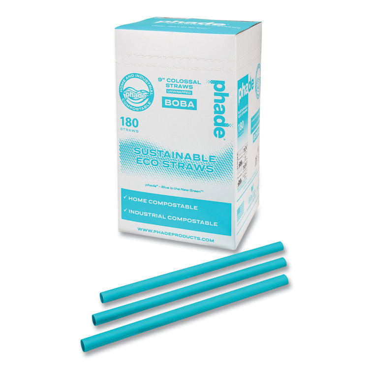 phade - Marine Biodegradable Straws, Boba Straws, 9", Ocean Blue, 720/Carton (7074263)