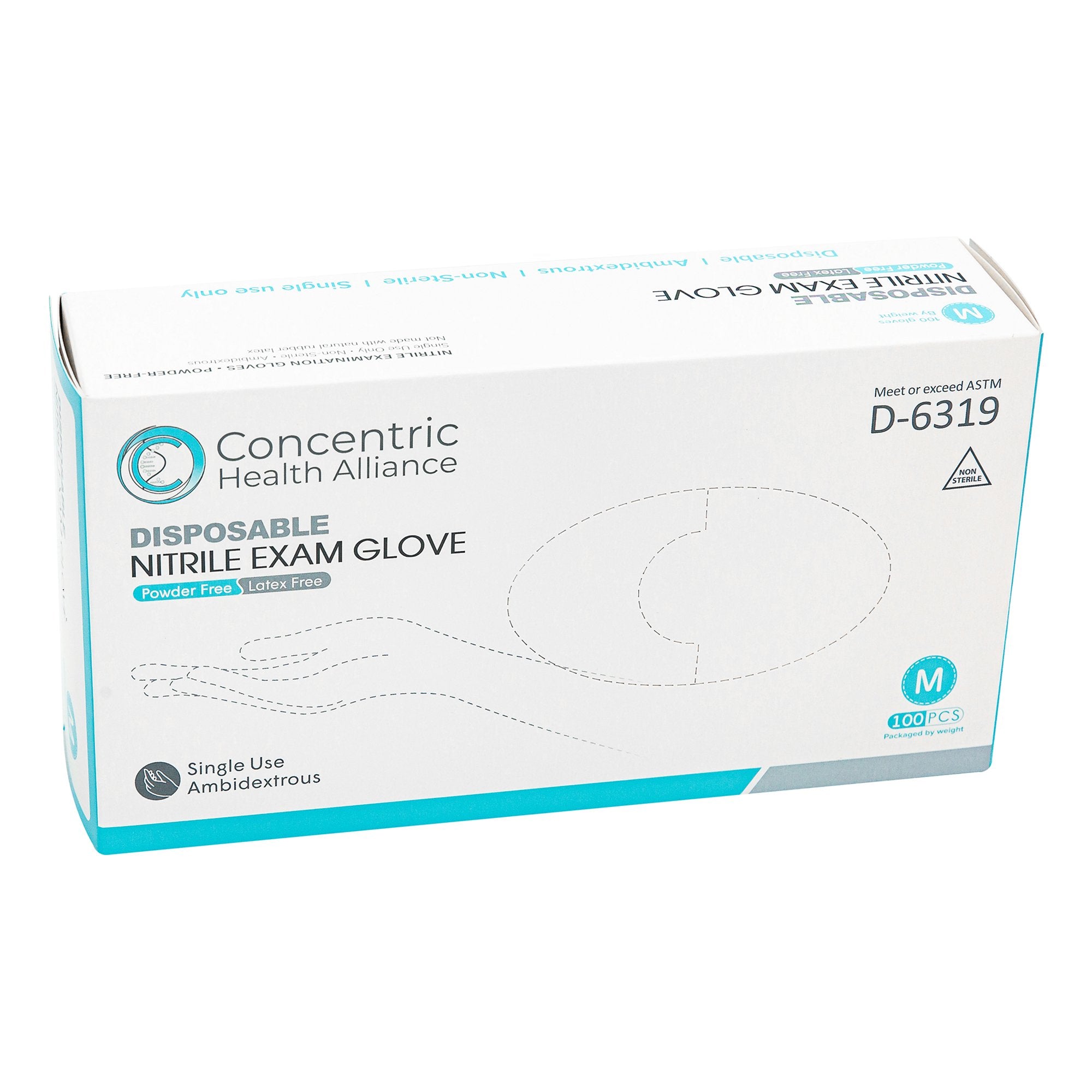 Concentric Health Alliance - Exam Glove Concentric Medium NonSterile Nitrile Standard Cuff Length Blue Not Rated [1/BX]