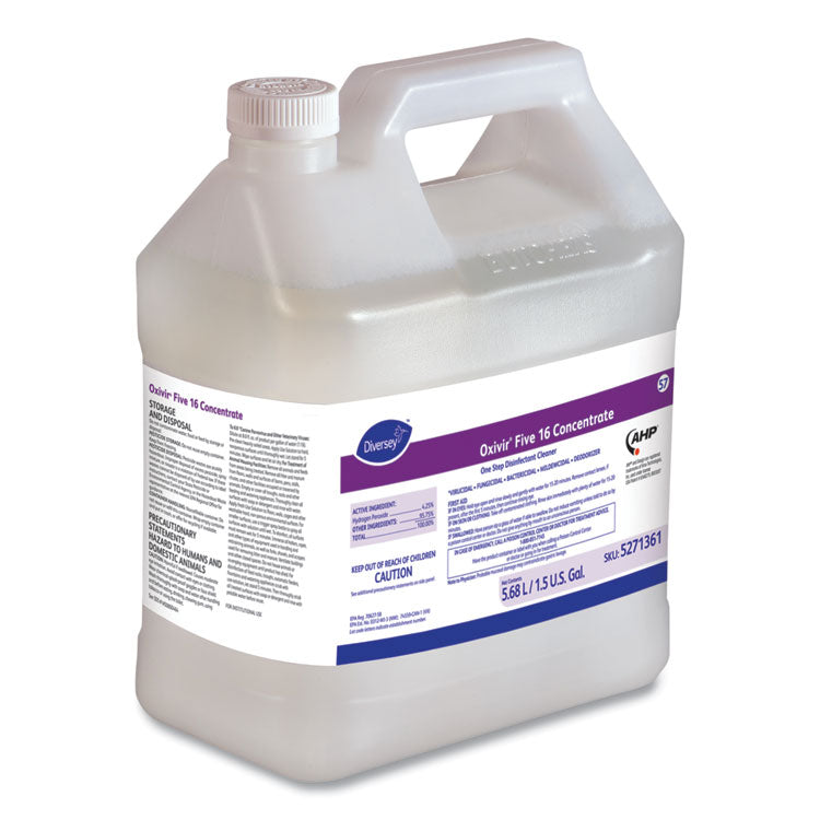 Diversey - Oxivir Five 16 Concentrate One Step Disinfectant Cleaner, Liquid, 1.5 gal, 2/Carton