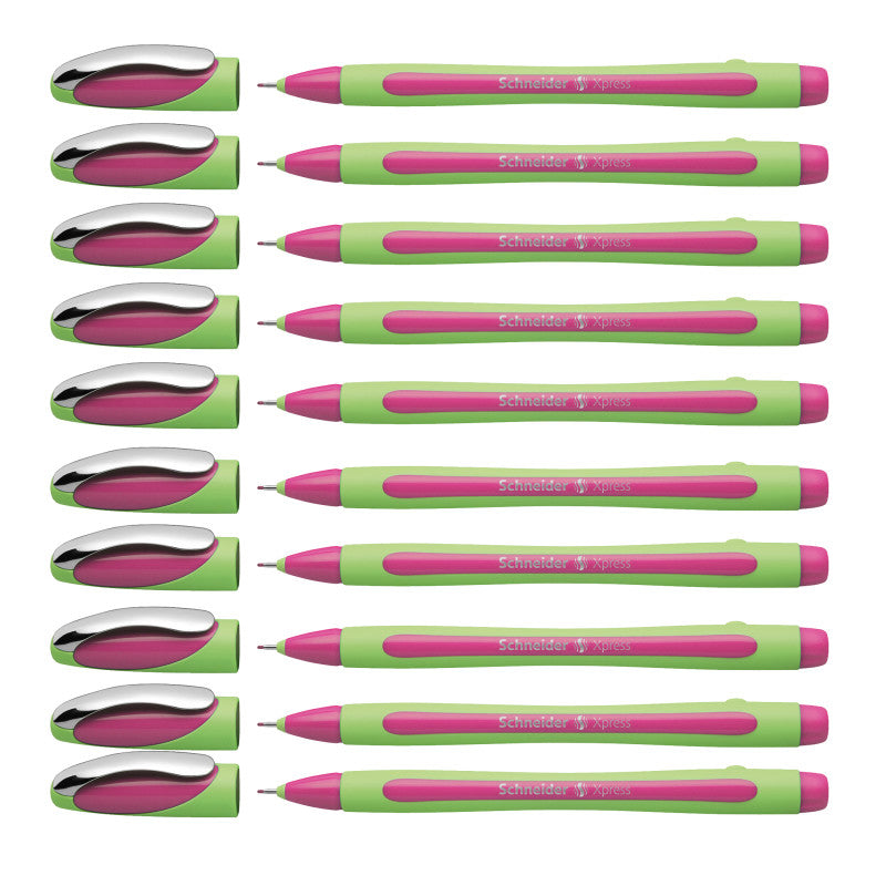 SCHNEIDER - Xpress Fineliner Pen, Fiber Tip, 0.8 mm, Pink, Pack of 10