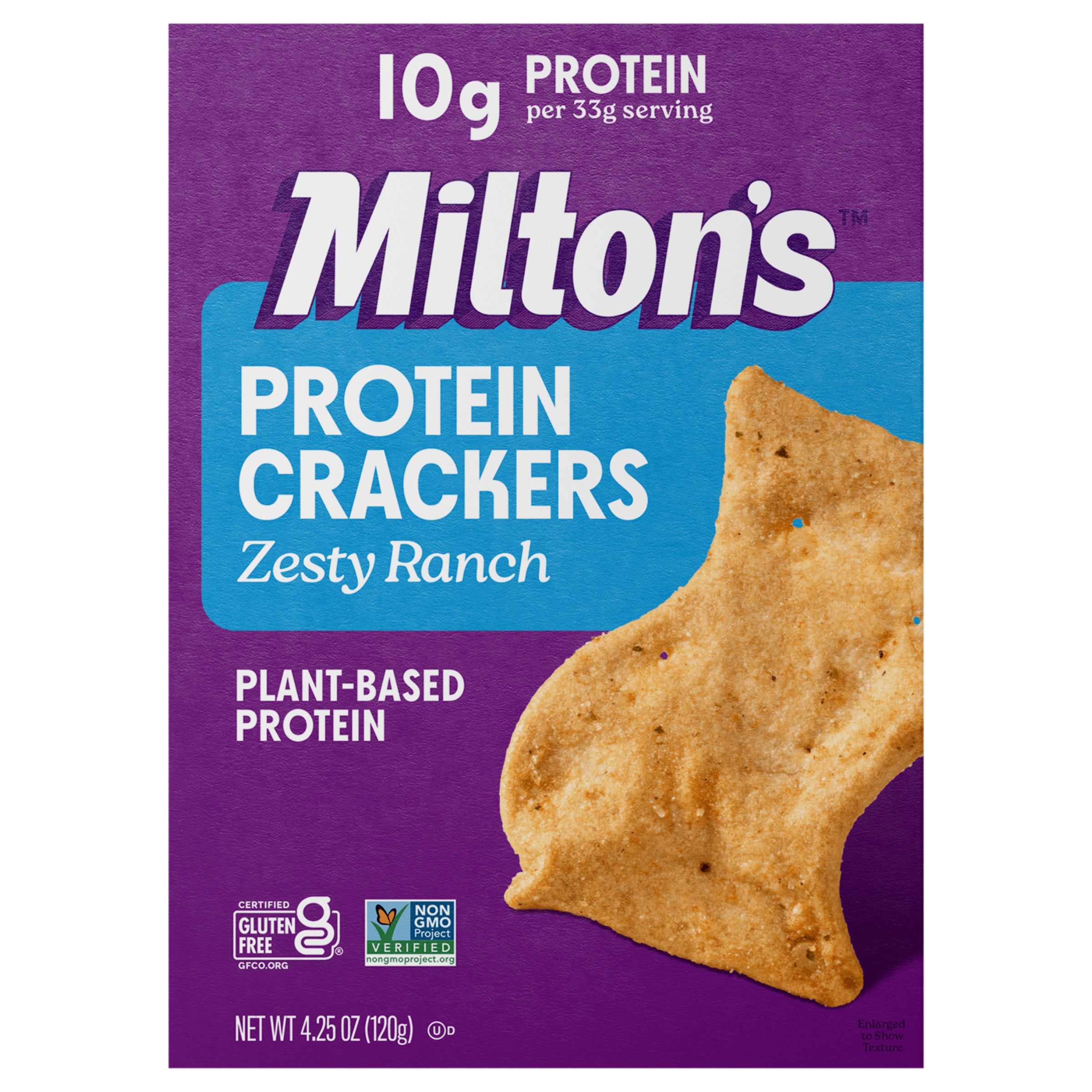 Milton's Protein Crackers - Zesty Ranch, 4.25oz - Case of 6