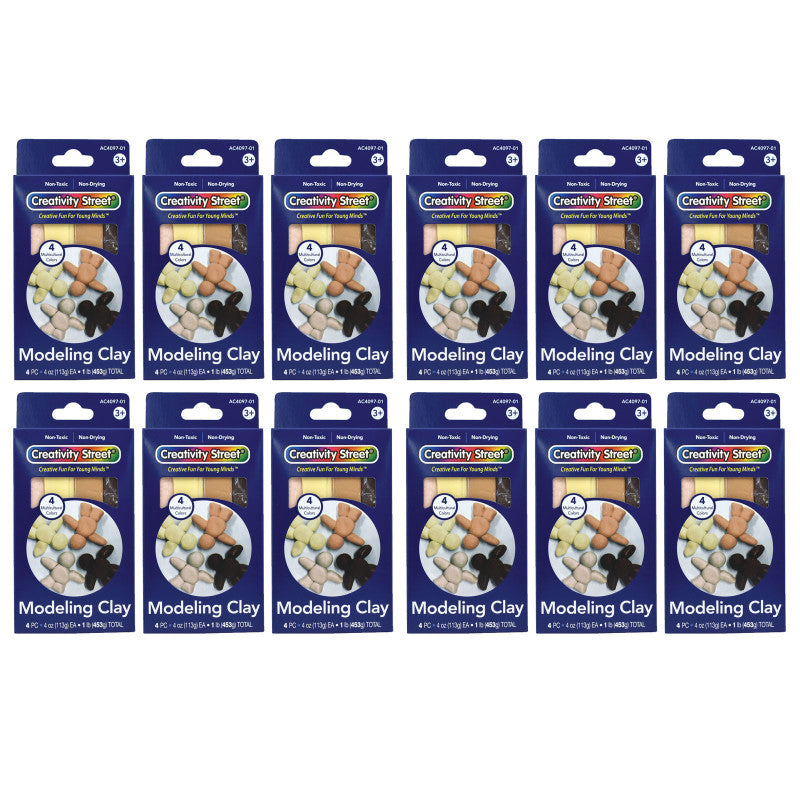 CREATIVITY STREET - Modeling Clay, 4 Multi-Cultural Assortment, 1 lb/4 Sticks Per Pack, 12 Packs