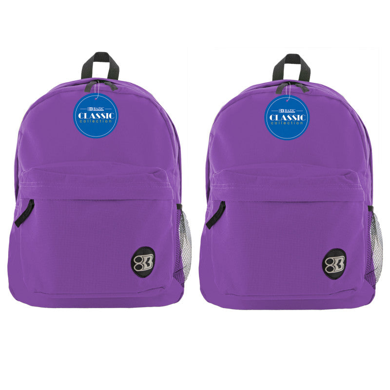 BAZIC PRODUCTS - Classic Backpack 17" Purple, Pack of 2