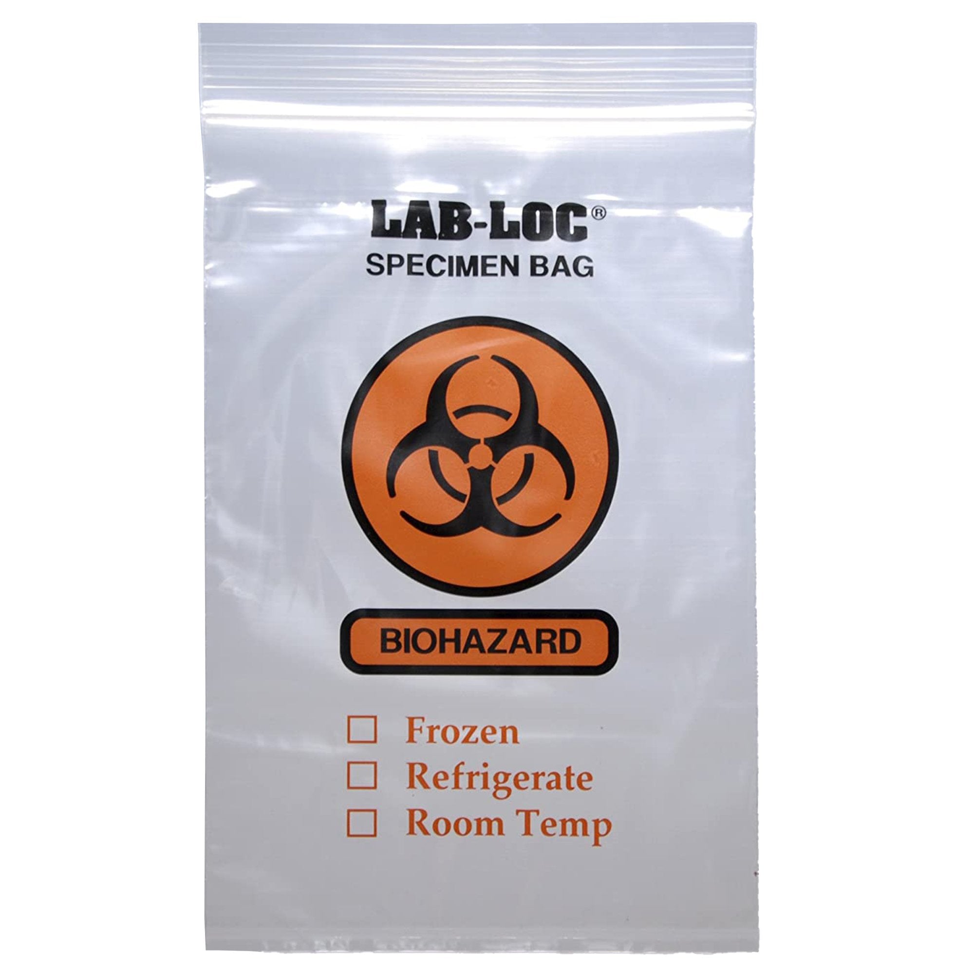 Elkay Plastics - Specimen Transport Bag with Document Pouch Lab-Loc® 6 X 9 Inch Zip Closure Biohazard Symbol / Storage Instructions NonSterile [100/PK]