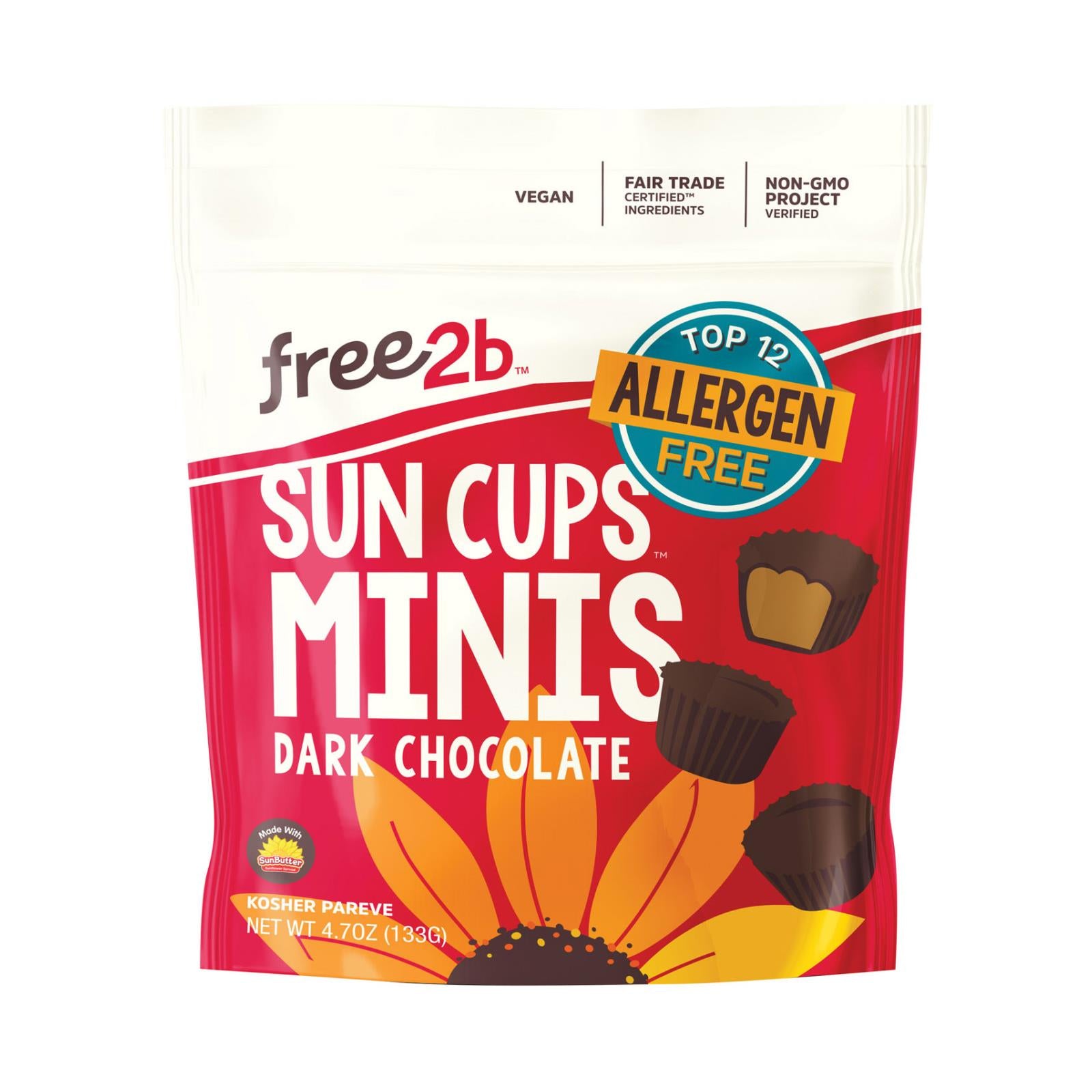 Free 2 B Sun Cups - Mini - Dark Chocolate - Case of 6 - 4.2 oz