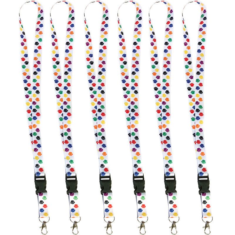 TEACHER CREATED RESOURCES - Colorful Paw Print Lanyard, Pack of 6