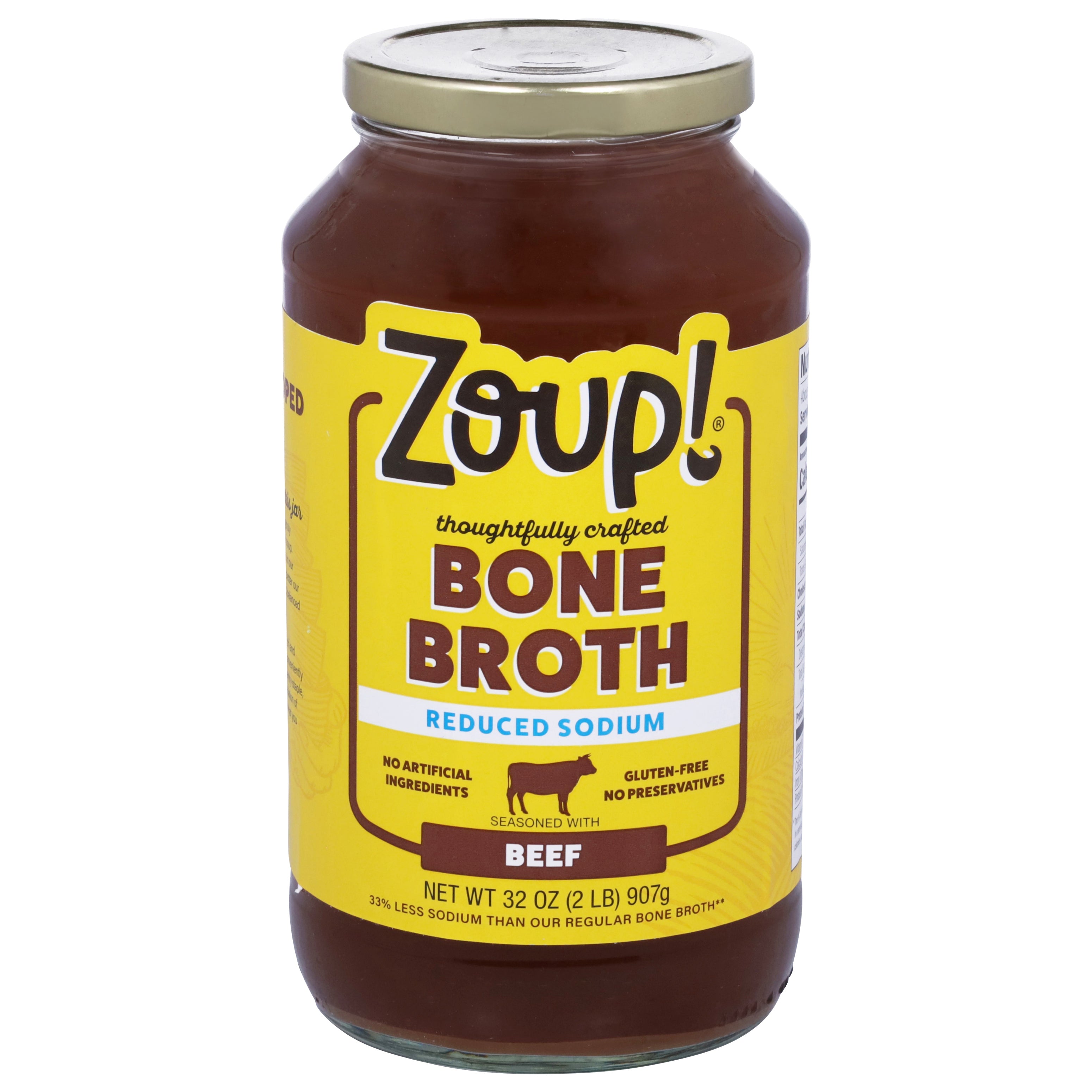 Zoup! Reduced Sodium Beef Bone Broth 32 oz - Case of 6