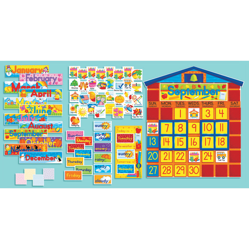 SCHOLASTIC TEACHING SOLUTIONS - All-In-One Schoolhouse Calendar Bulletin Board Set, 2 Sets