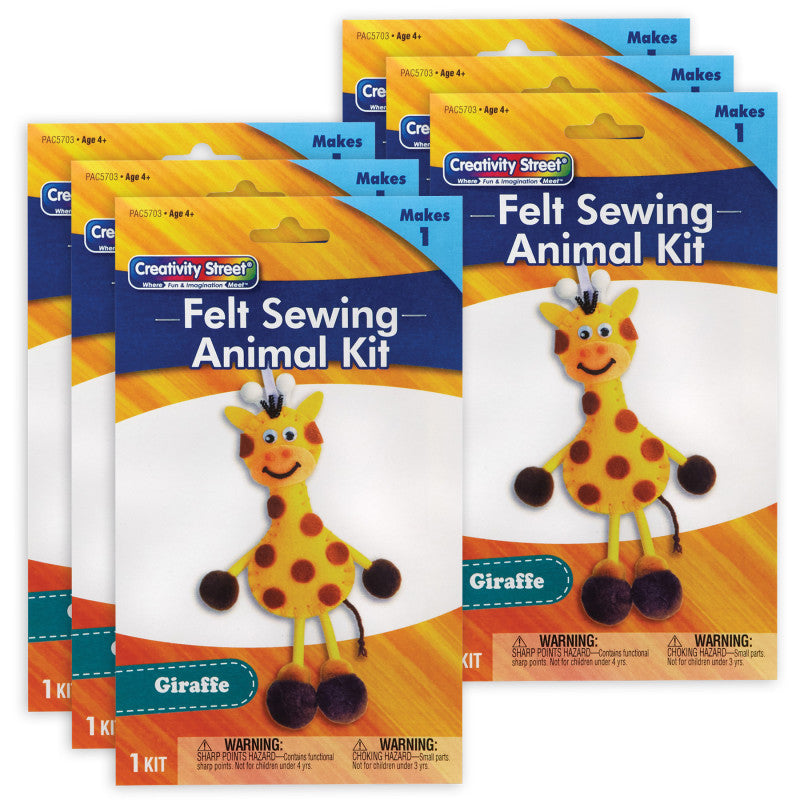CREATIVITY STREET - Felt Sewing Animal Kit, Giraffe, 6" x 11" x 0.75", 6 Kits
