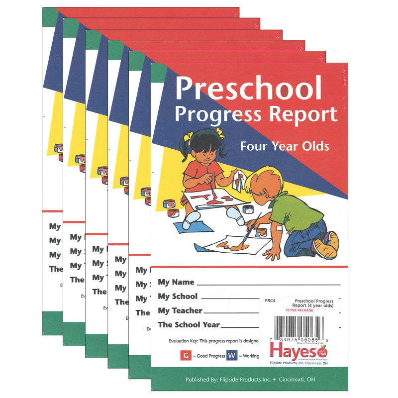 HAYES PUBLISHING - Preschool Progress Report, Four Year Olds, 10 Per Pack, 6 Packs