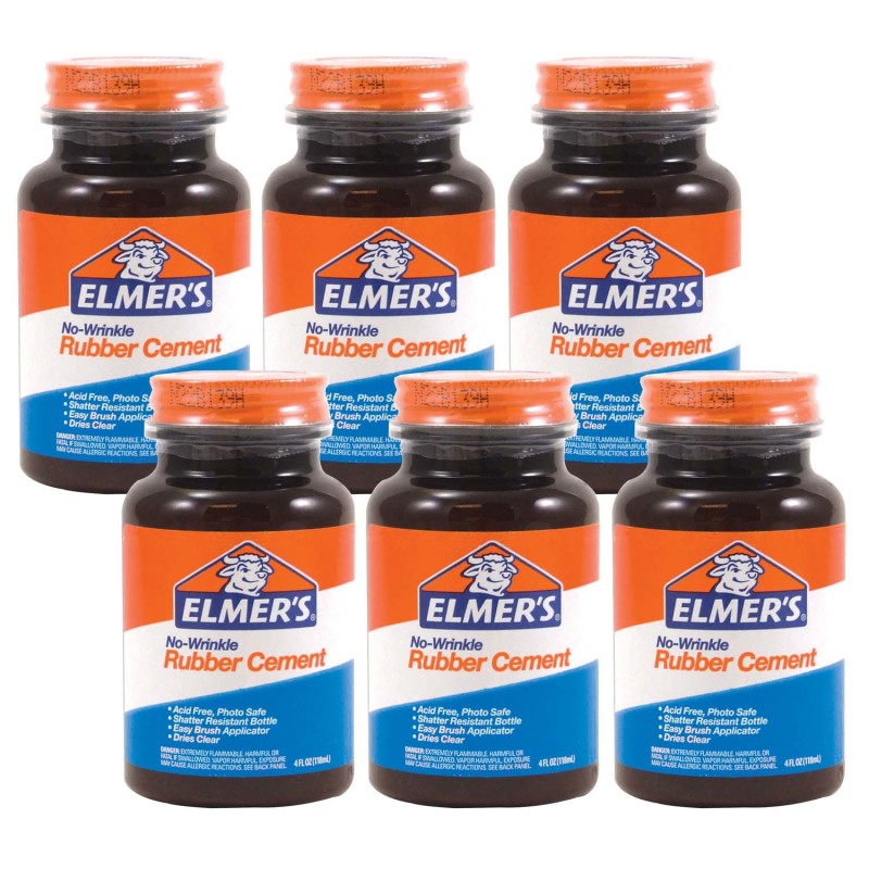 ELMER'S - Rubber Cement, 4 oz w/Applicator, Pack of 6