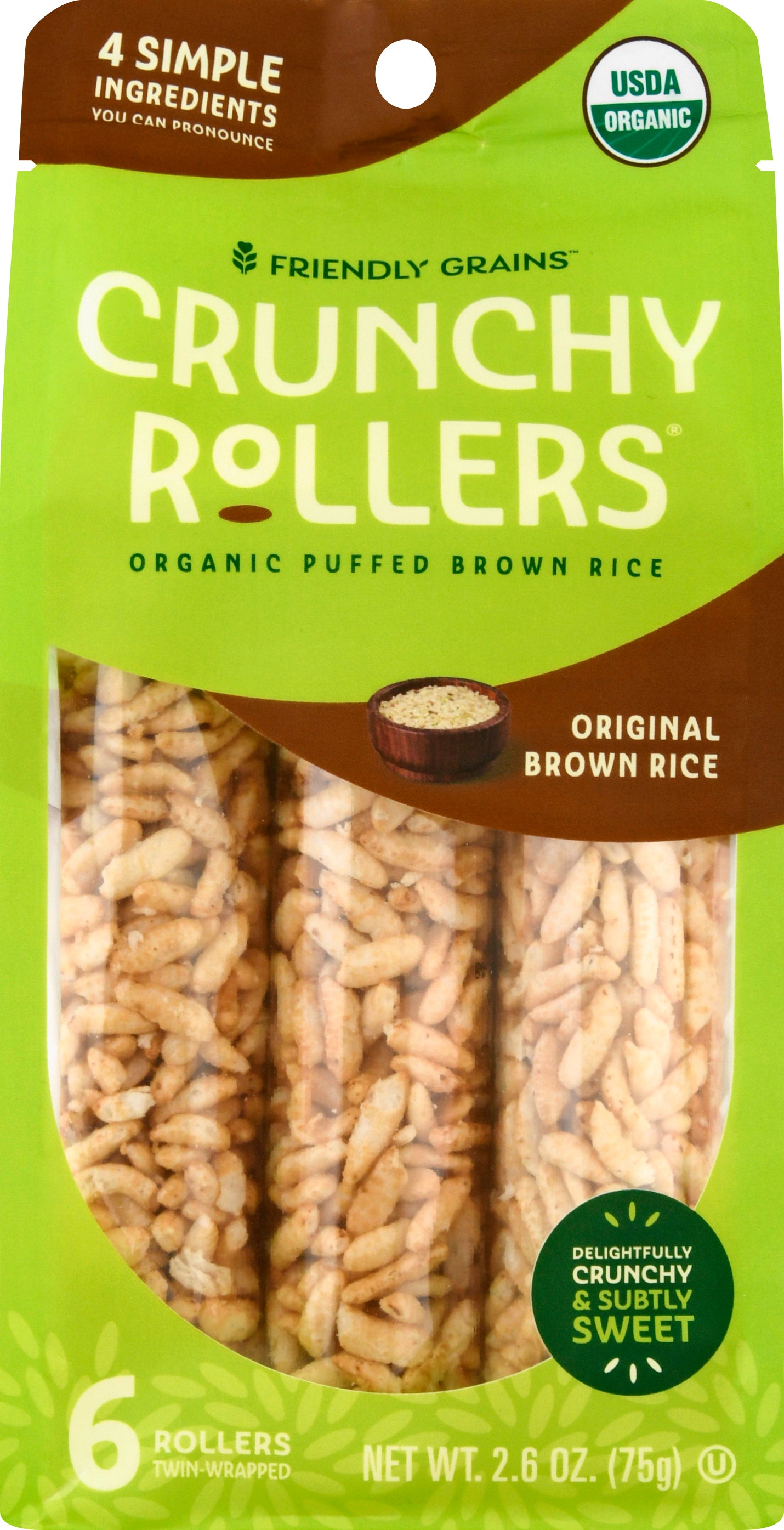Friendly Grains Original Brown Rice Crunchy Rollers 6 ea - Case of 9