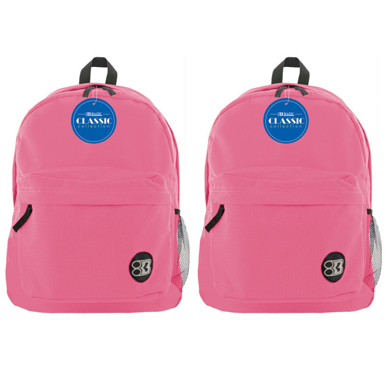 BAZIC PRODUCTS - Classic Backpack 17" Fuchsia, Pack of 2