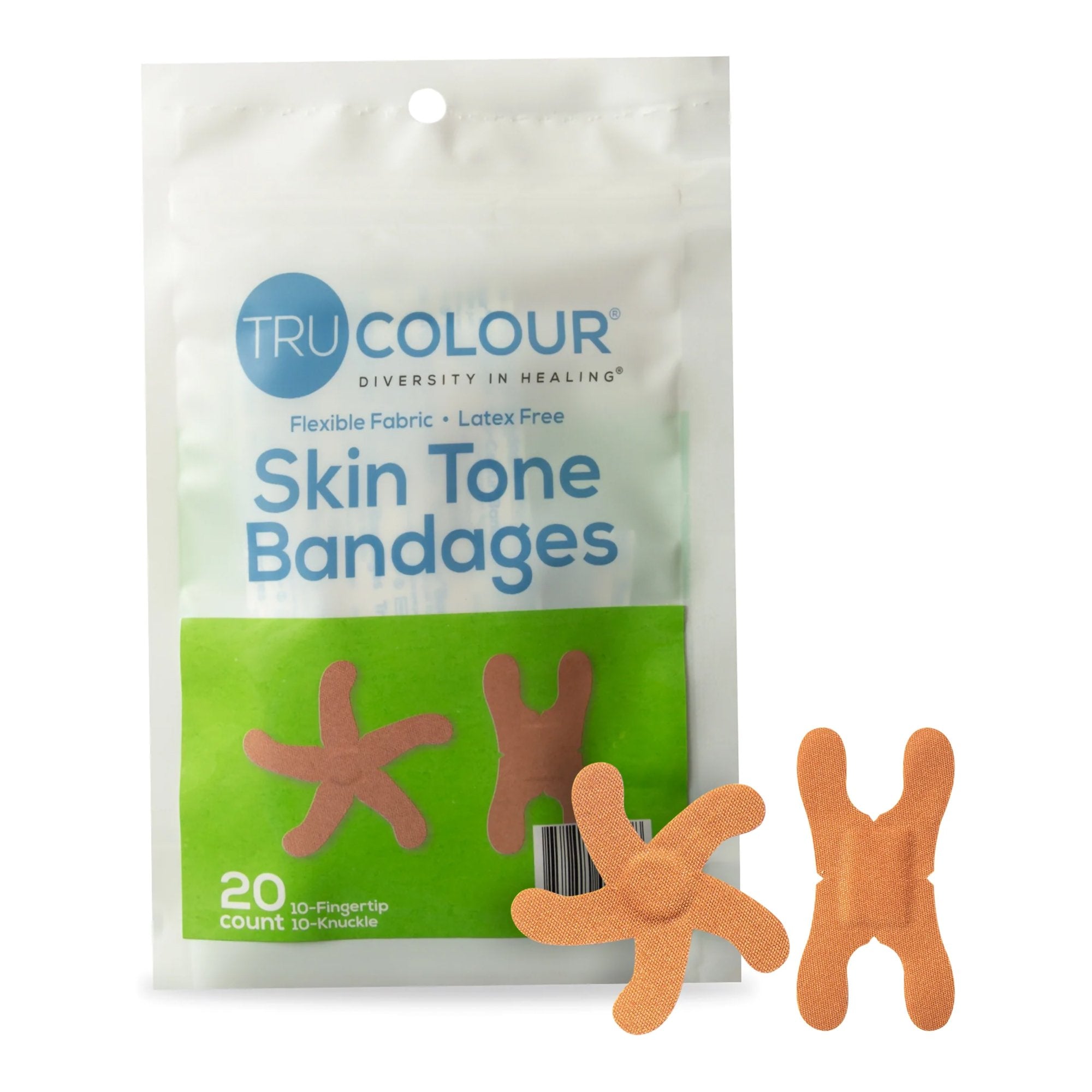 Tru-Colour Products LLC - Waterproof Adhesive Strip Tru-Colour® Assorted Sizes Fabric Knuckle / Fingertip Olive Sterile [20/PK]
