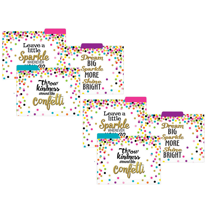 TEACHER CREATED RESOURCES - Confetti File Folders, Letter Size, 12 Per Pack, 2 Packs