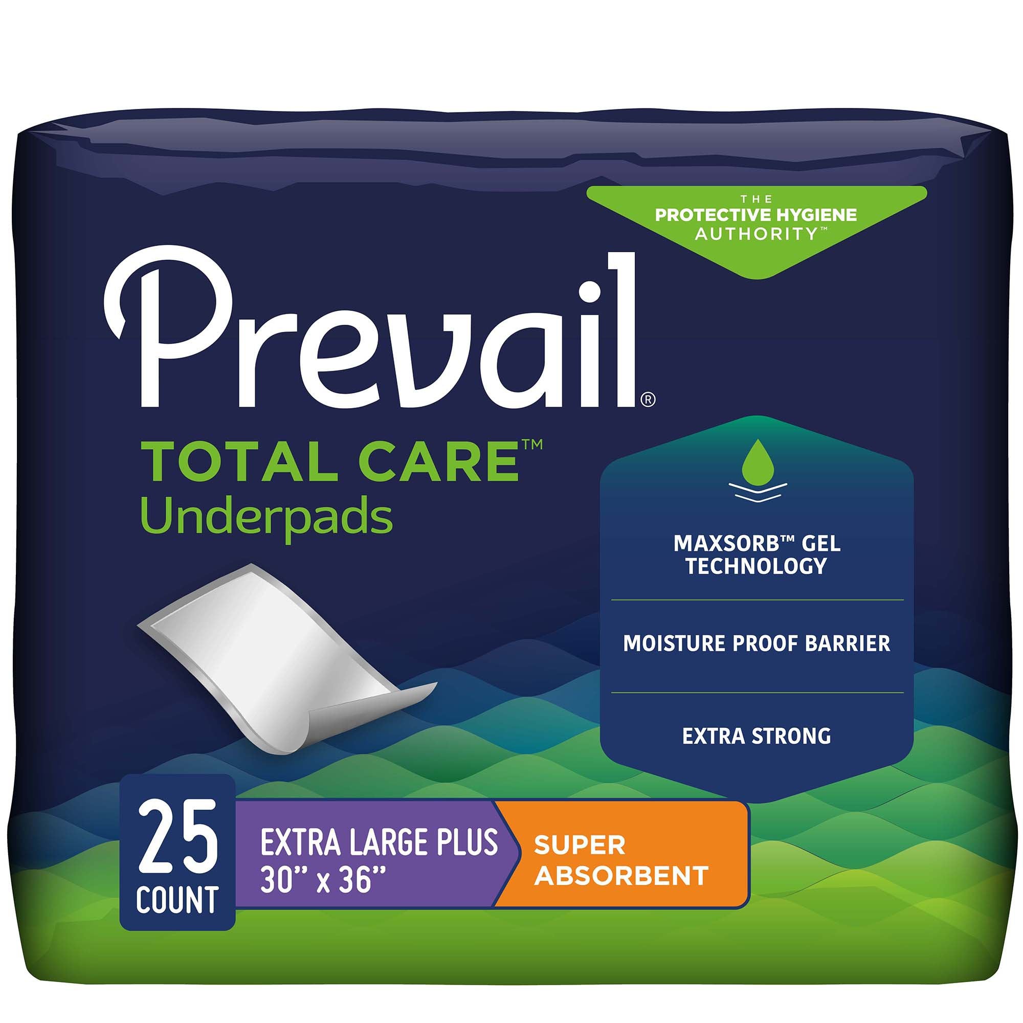 First Quality - Disposable Underpad Prevail® Total Care™ 30 X 36 Inch Polymer Heavy Absorbency [25/BG]