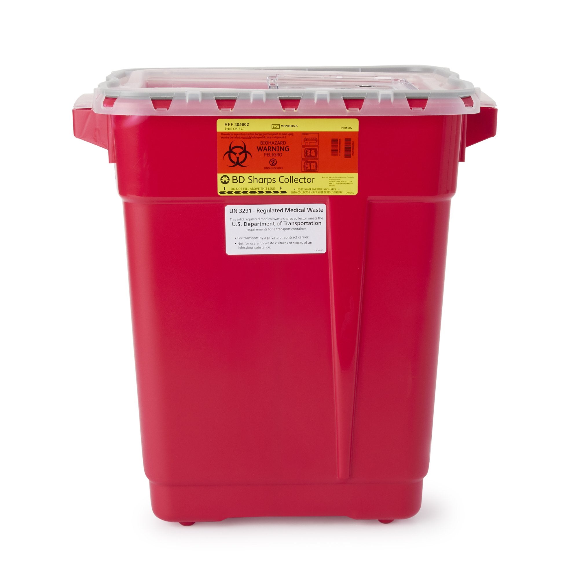 BD - Sharps Container BD™ Red Base 18-1/2 X 17-3/4 X 11-3/4 Inch Vertical Entry 9 Gallon [8/CS] (457101_CS)