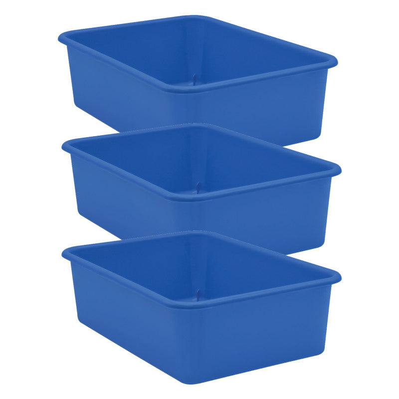 TEACHER CREATED RESOURCES - Blue Large Plastic Storage Bin, Pack of 3