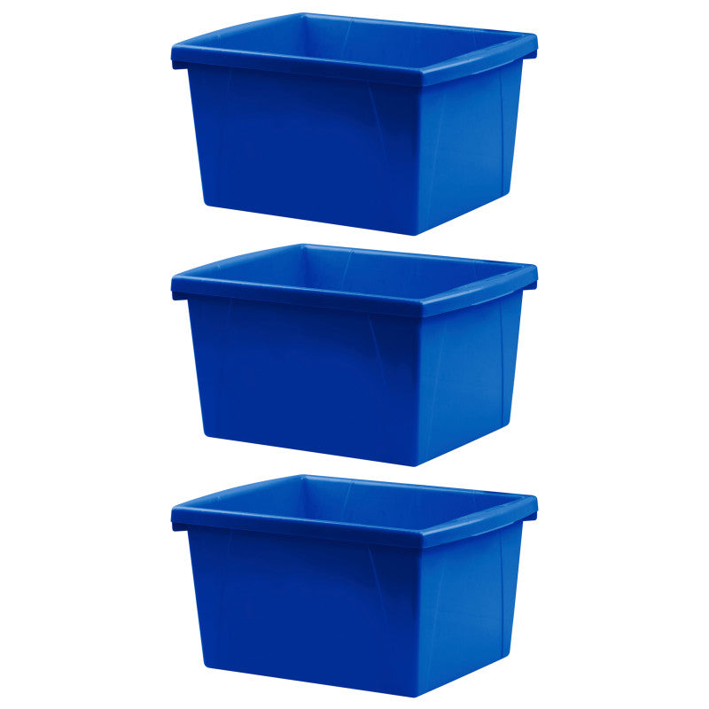 STOREX - 4 Gallon Storage Bin, Blue, Pack of 3