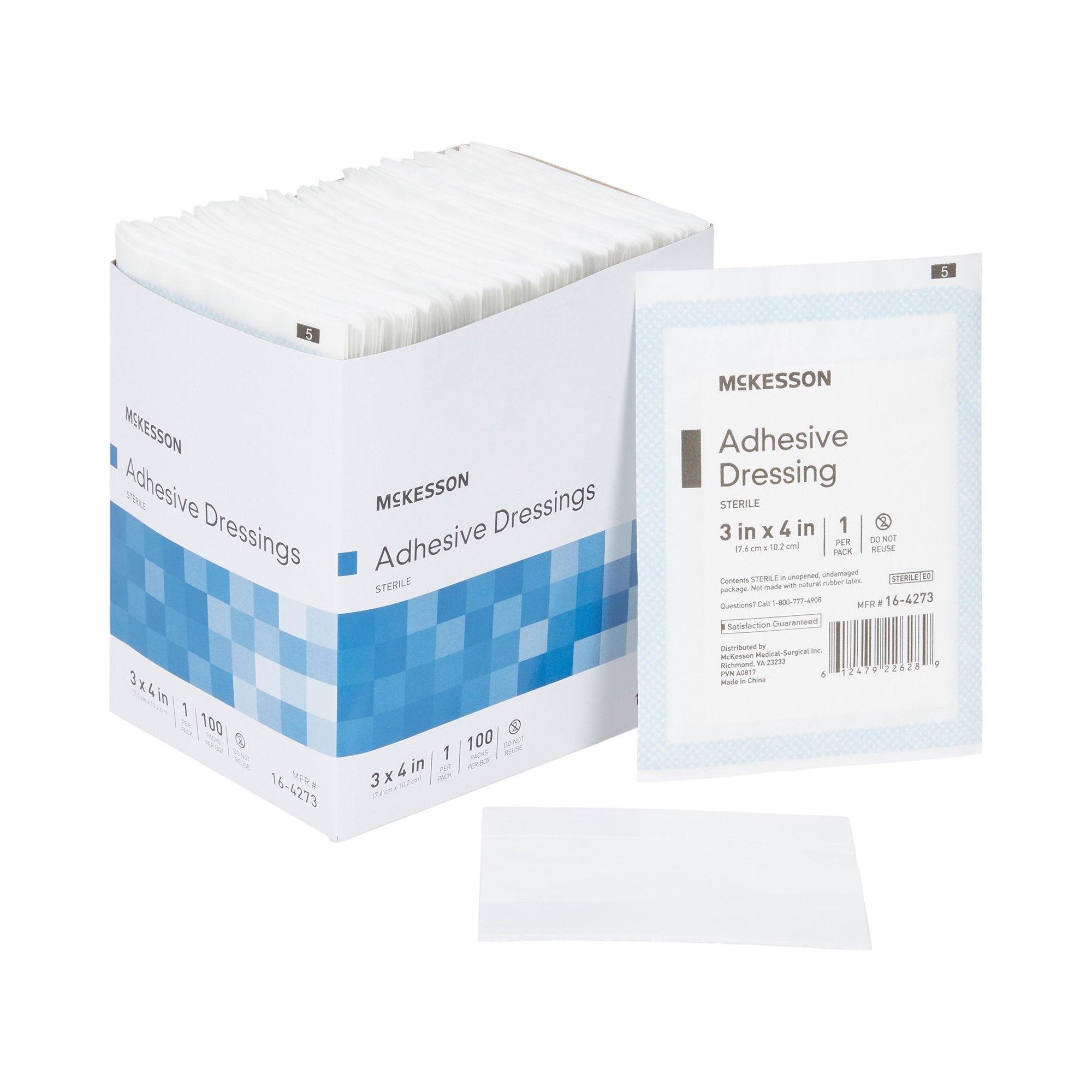 McKesson Brand - Non-Adherent Dressing with Adhesive McKesson 3 X 4 Inch Sterile 1 per Pack [1/EA]