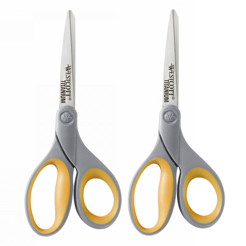 WESTCOTT - Soft Grip Titanium Bonded Scissors, 8" Straight, Pack of 2