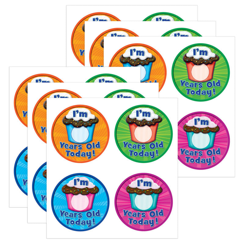 TEACHER CREATED RESOURCES - I Am __ Years Old Today WearEm Badges, 32 Per Pack, 6 Packs
