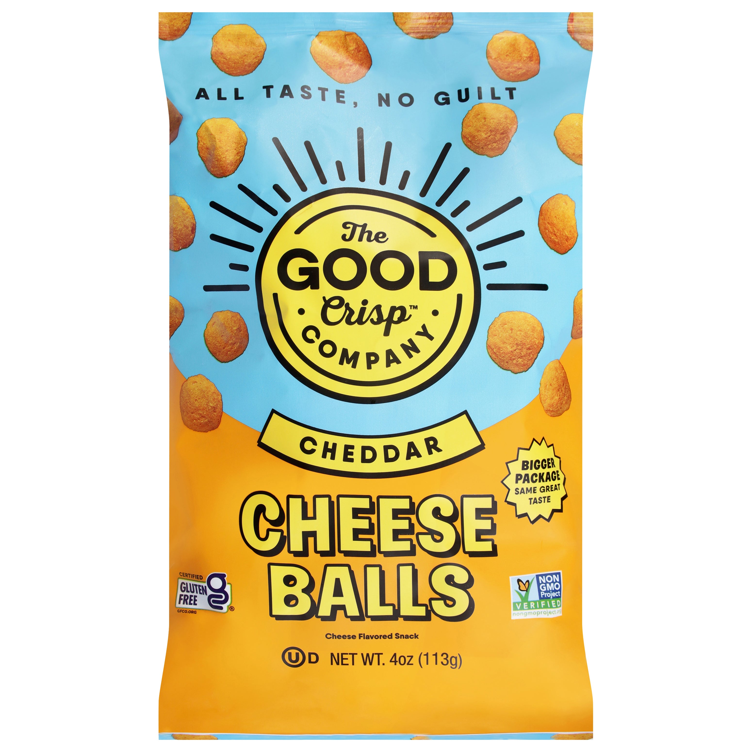 The Good Crisp Company Cheddar Cheese Balls 4 oz - Case of 8