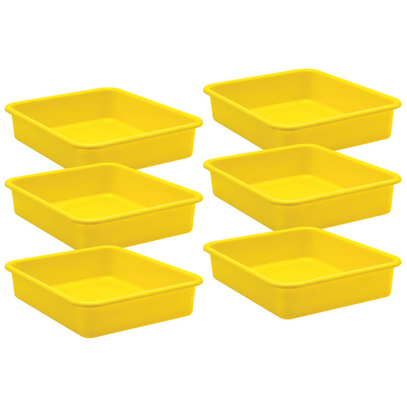 TEACHER CREATED RESOURCES - Yellow Large Plastic Letter Tray, Pack of 6