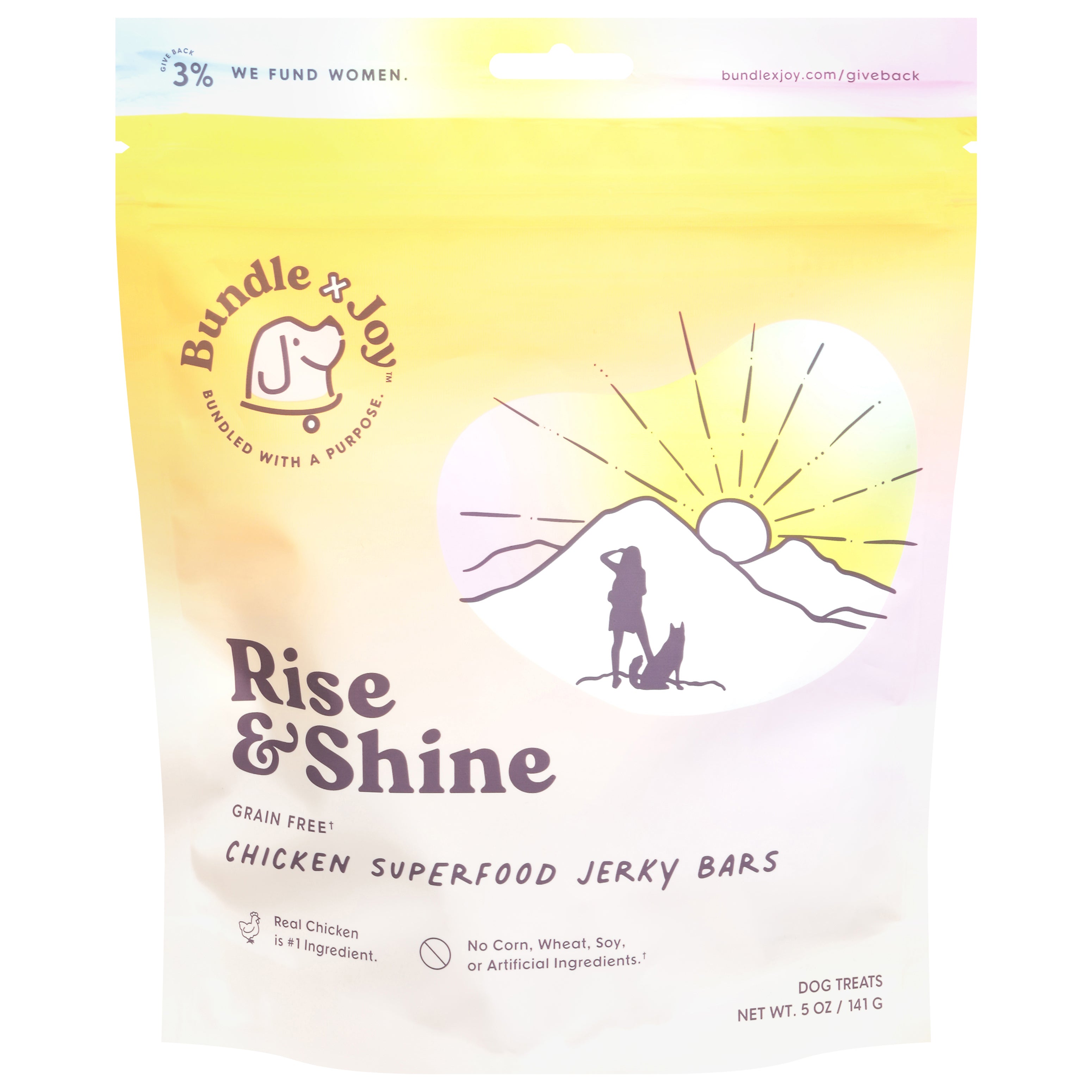 Bundle x Joy Rise & Shine Chicken Superfood Jerky Bars Dog Treats 5 oz - Case of 6