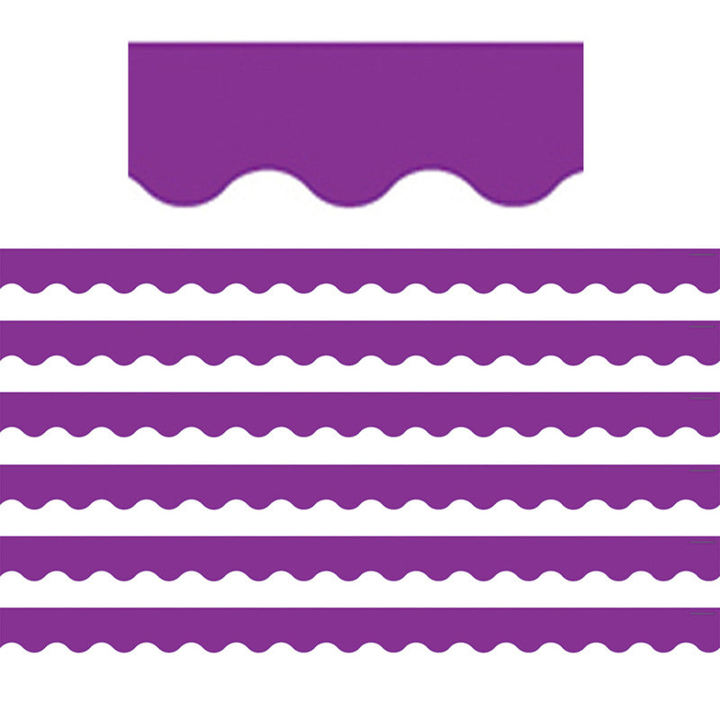 TEACHER CREATED RESOURCES - Purple Scalloped Border Trim, 35 Feet Per Pack, 6 Packs