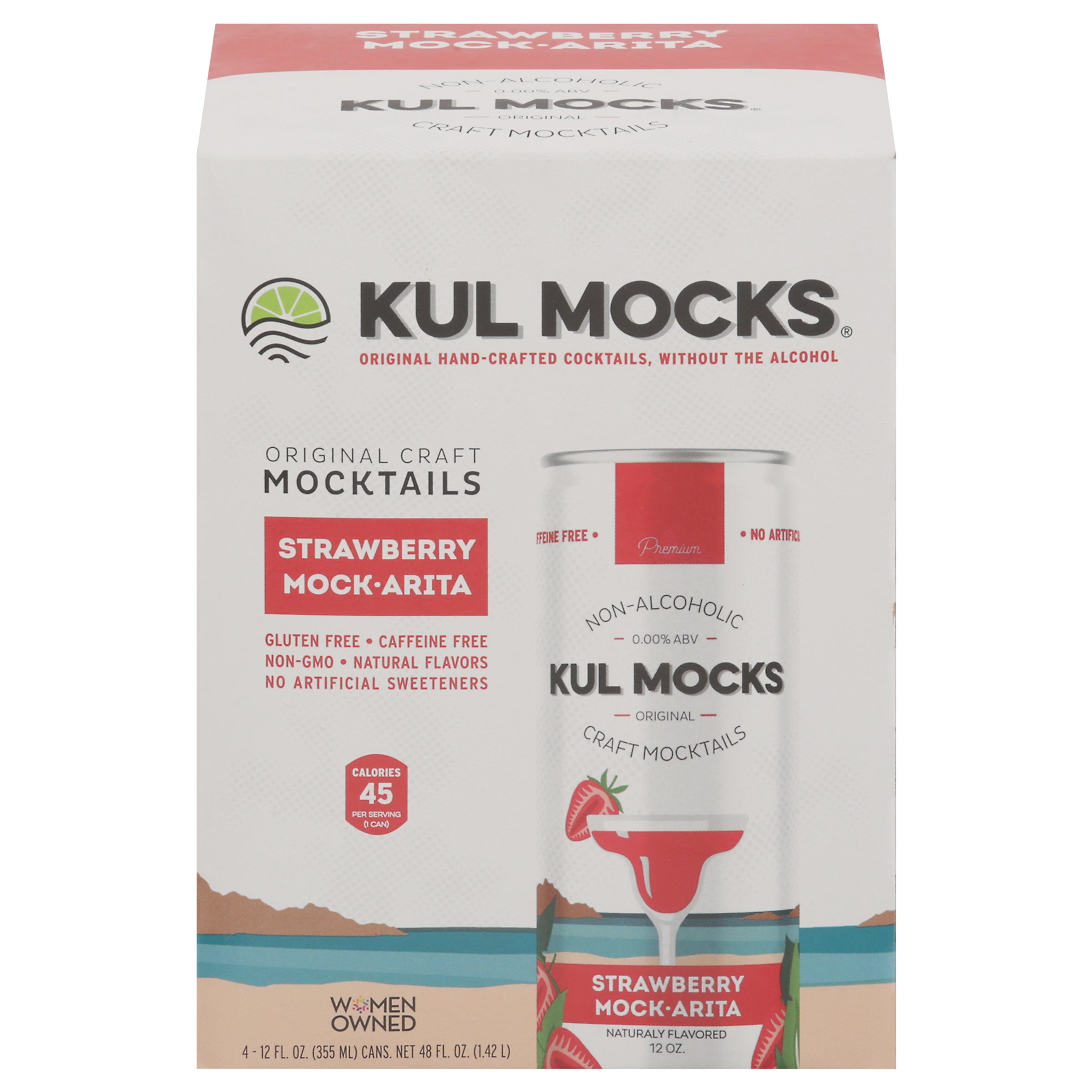 Kul Mocks Original Craft Strawberry Mock-Arita Mocktails 4 - 12 fl oz Cans - Case of 6