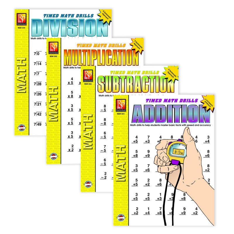 REMEDIA PUBLICATIONS - Timed Math Drills: 4 Book Set