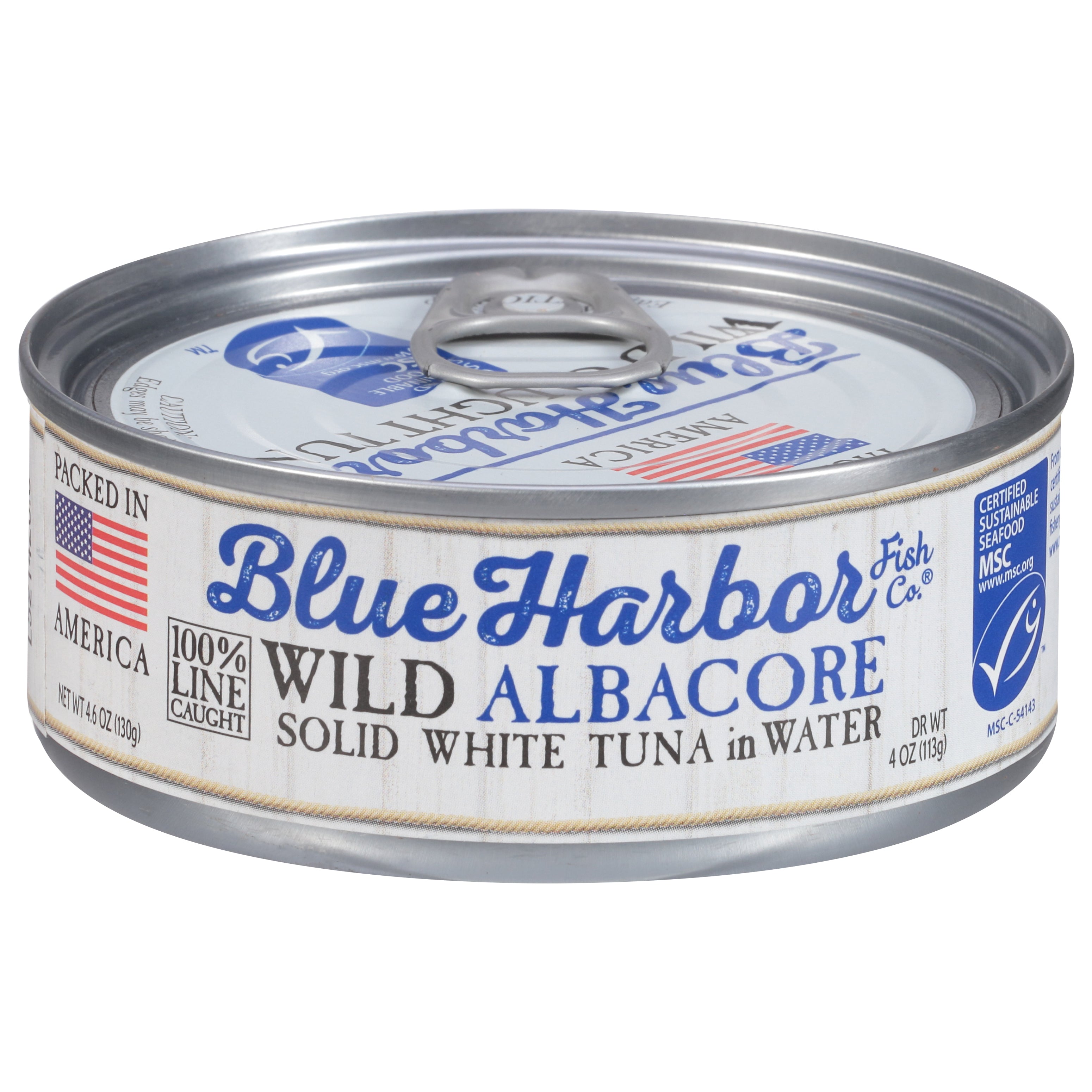 Blue Harbor Fish Co. Wild Albacore Solid White Tuna in Water 4.6 oz - Case of 12