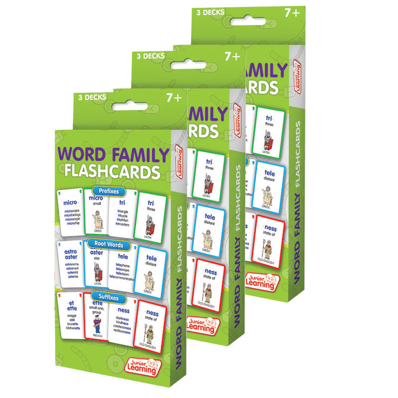 JUNIOR LEARNING - Word Families Flash Cards, 3 Decks Per Pack, 3 Packs