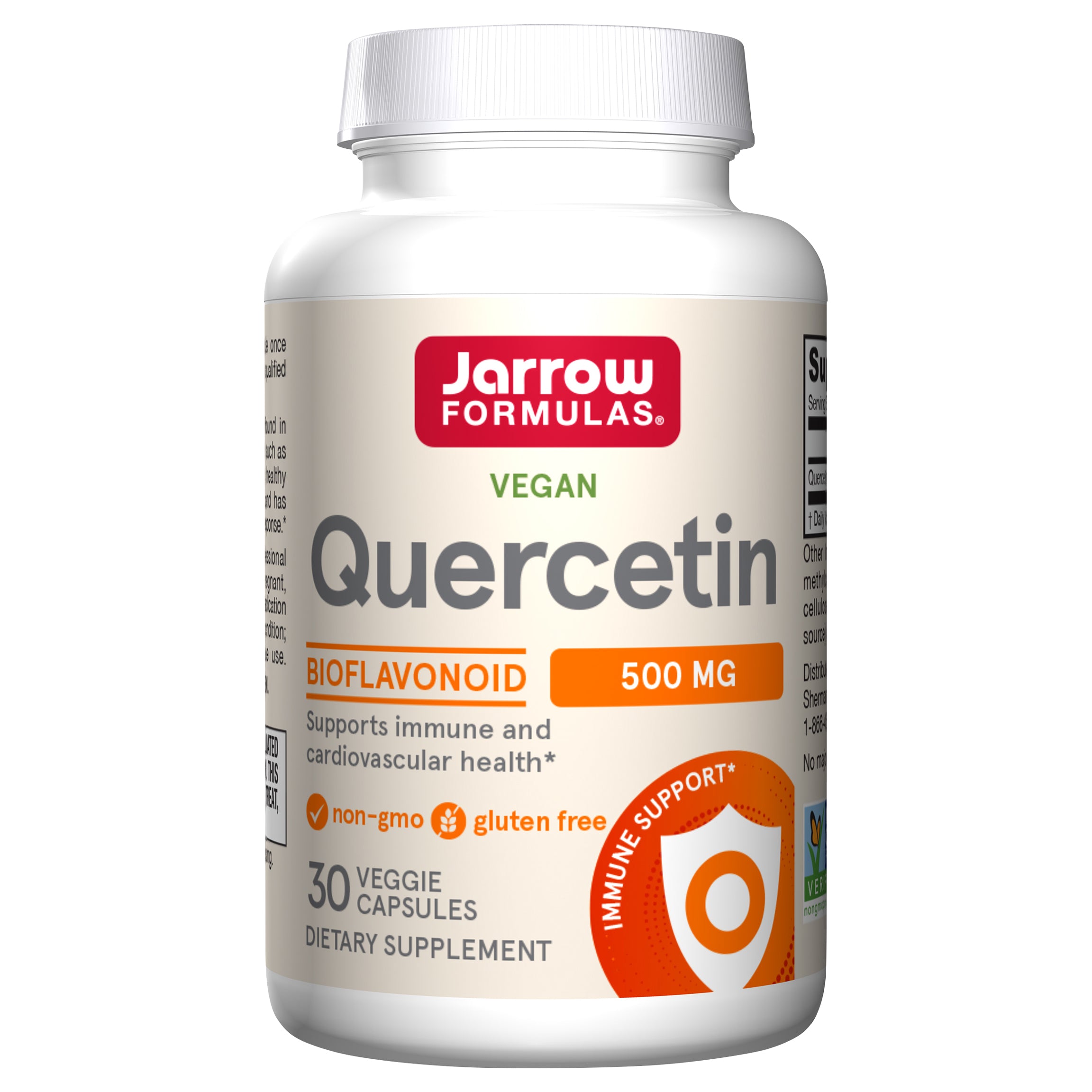 Jarrow Formulas Quercetin 500 mg - Supports Antioxidant Status, Immune Health Support, Heart & Cardiovascular Health Supplement - 30 Servings (Veggie Caps) - Case of 1